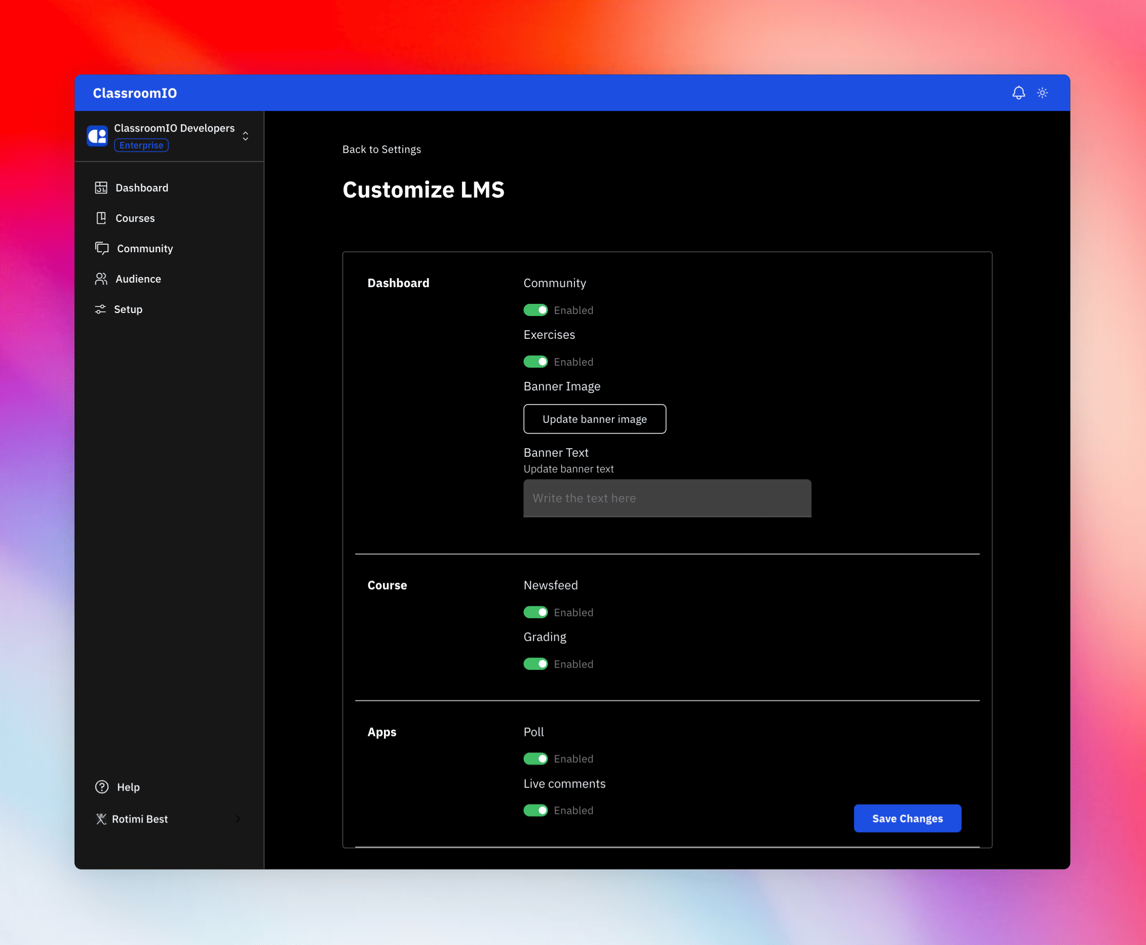 classroomio-customise-lms-in-admin